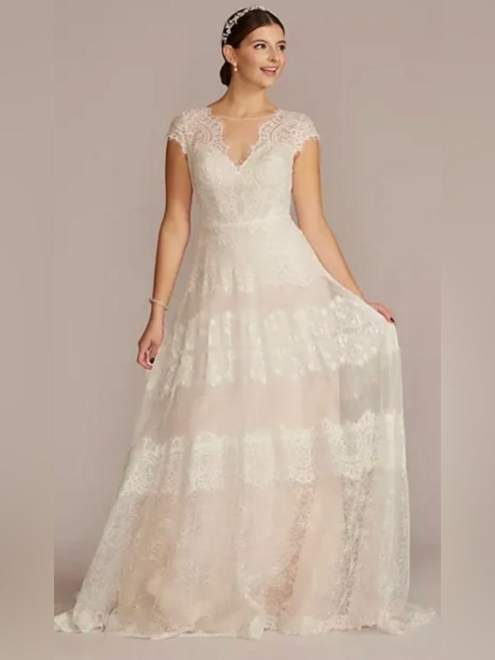 NWT Lace A-Line Wedding Dress Ivory White Corset Back Chapel Train Bridal Gown